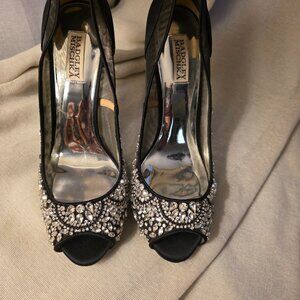 Badgley Mischka Black Crystal Embellished Heels